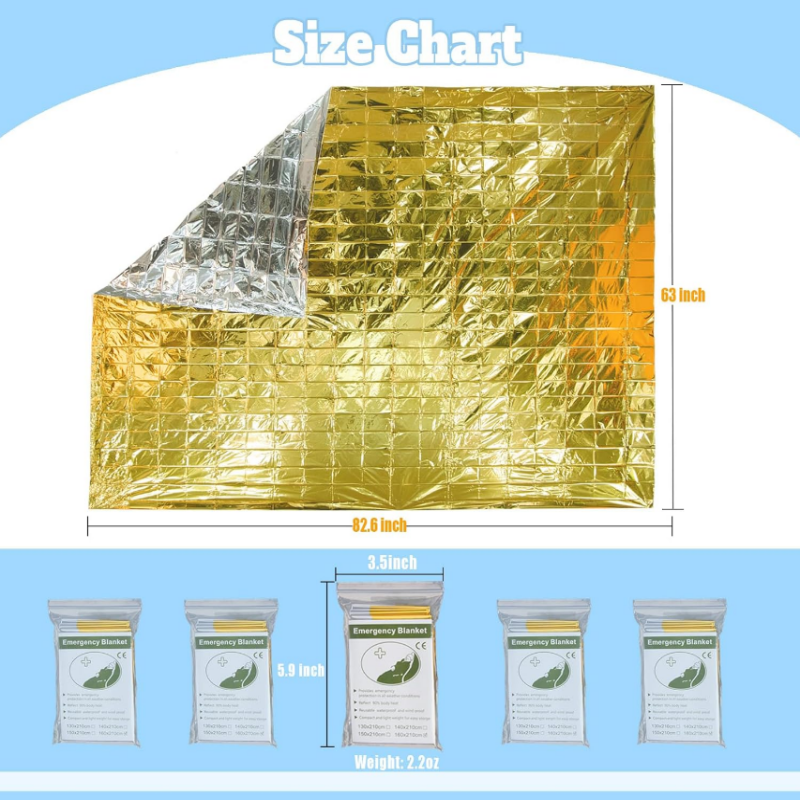 5PCS Dual Color Silver Gold My – Survival Blanket Reflective Bewertung und Preis